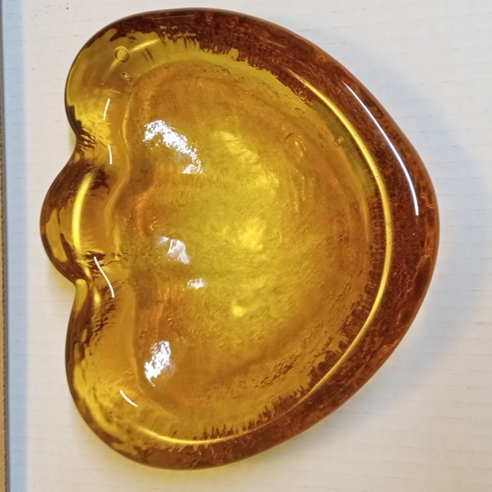 Blenko Blown Glass Ashtray Vintage Flaw Small Surface Crack Inside Tray